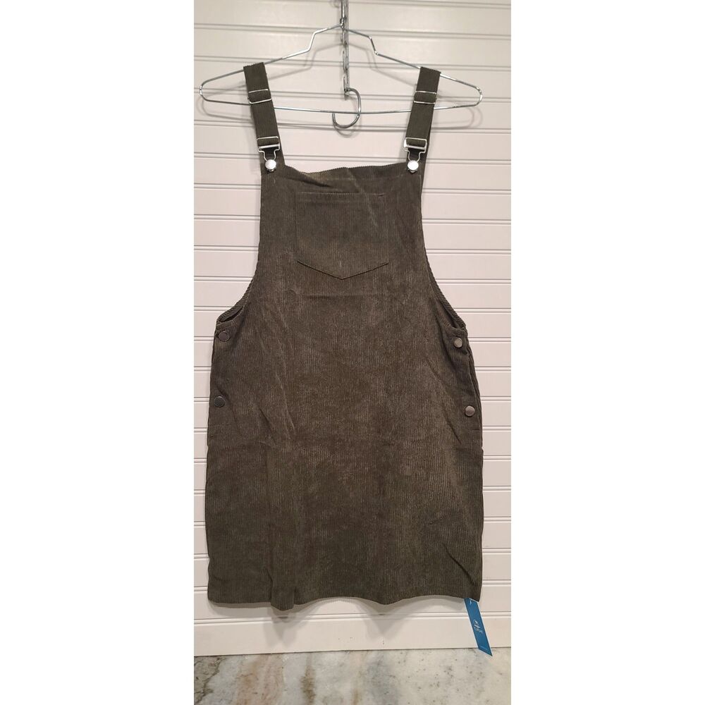 Cupshe Womens Olive Green Corduroy Overall Dress Size M NWT
